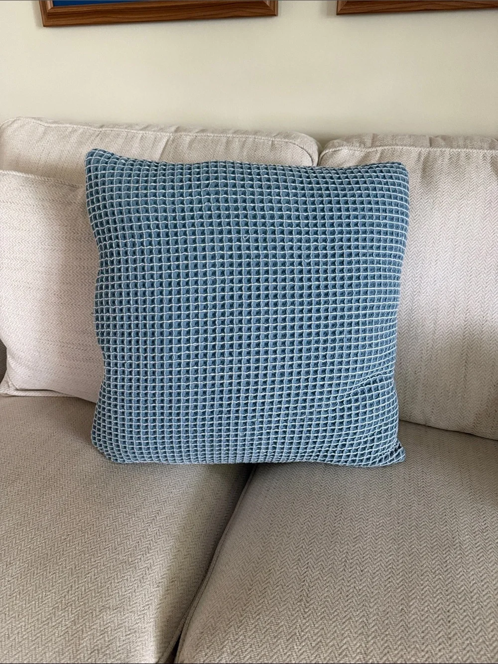 ❤️3 for $15❤️ Textured Blue Waffle Knit Accent Pillow, 20”